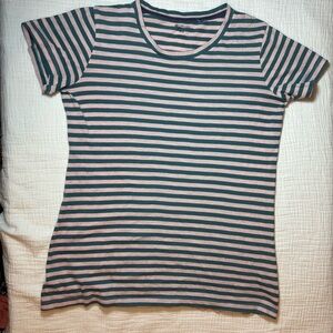Columbia Pink and Black Striped Short Sleeve Tee